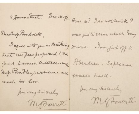 * Fawcett (Millicent Garrett, 1847-1929), English political activist and writer, and leader of The National Union for Women’s