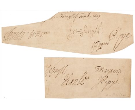 * Pepys (Samuel, 1633-1703), English diarist and Tory politician who served as Clerk of the Acts on the Navy Board. Ink Signa