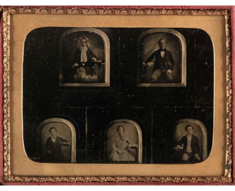 * Cased Images. An unusual quarter-plate ambrotype showing five ambrotype portraits, together with four sixth-plate and three