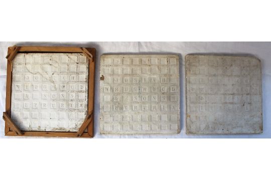 A set of three Josiah Wedgwood & Sons, Etruria, pottery tiles depicting