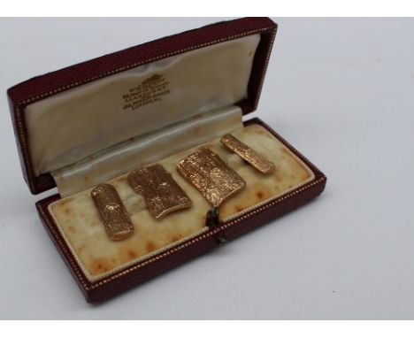 A pair of 9ct yellow gold bark effect cufflinks approximately 15.9 grams