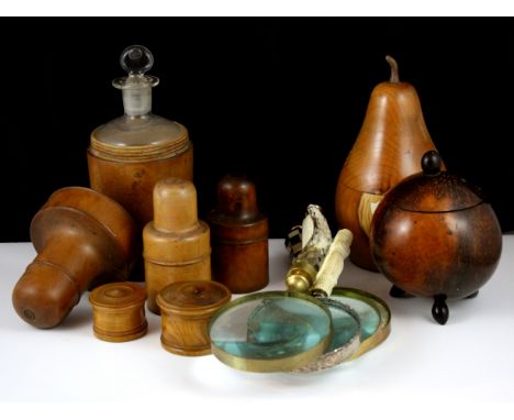 An antique glass decanter and stopper, in a fitted wooden case, together with a smaller example in a similar wooden case, and