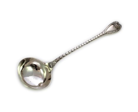 A fine antique Victorian Sterling Silver soup ladle by George Adams, London 1870. In Palm pattern, noted as being very rare b