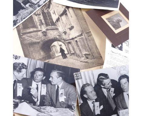 A leather-covered desk blotter, Vintage photographs, Reginald Baxter cards, Ivor Novello concert programmes etc 