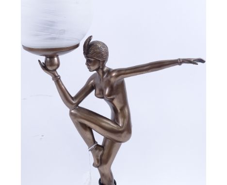 A reproduction Art Deco style dancing girl lamp, height 48cm 