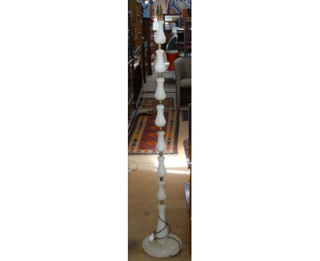 An alabaster turned standard lamp 