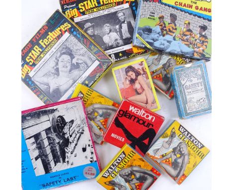 Various early 20th century 8mm movies, including Walton Glamour naughty subjects, Heritage Films Big Star Features, model pla