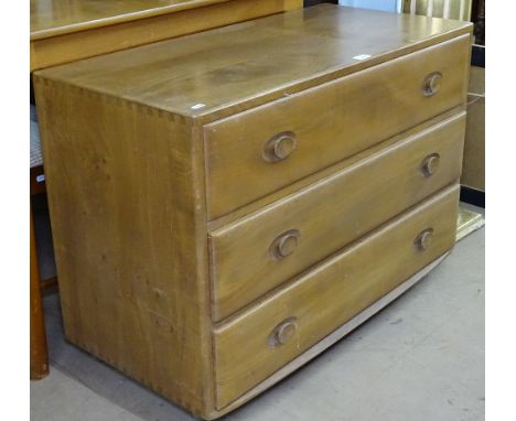 An Ercol light elm chest of 3 long drawers, W91cm, H66cm 