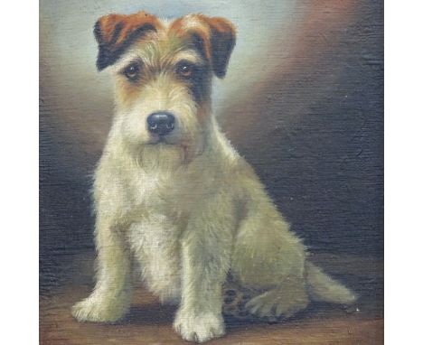 L Cheviot, oil on canvas, portrait of a Terrier puppy, signed and dated 1937, framed, image 34cm x 25cm 
