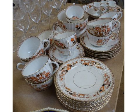 Edwardian teaware, matching breakfast cups and saucers, and egg cups 