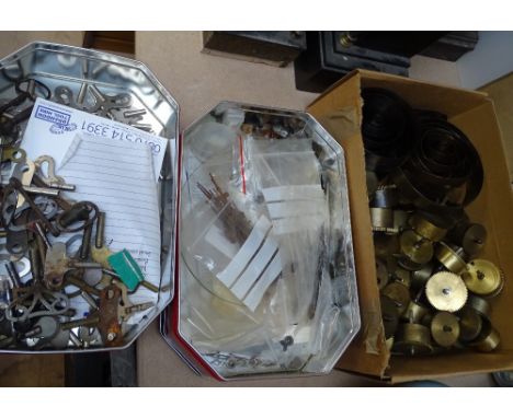Clock keys, clock movements, dials etc 