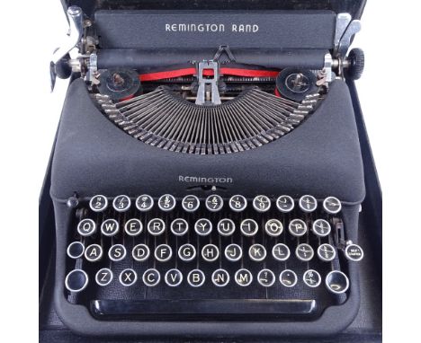 A Vintage Remington Rand portable typewriter in case 