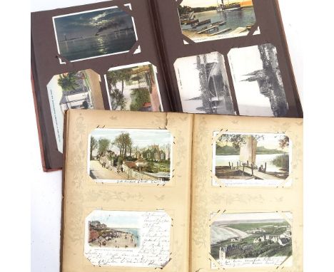 2 Vintage postcard albums, circa 1910, with over 400 cards 