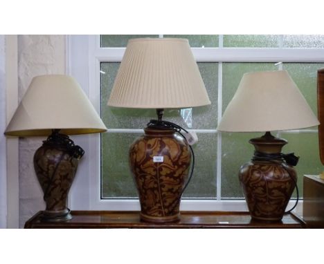 3 similar ceramic table lamps and shades 