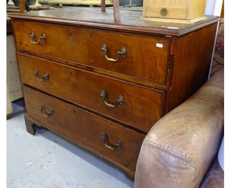 An Antique mahogany 3-drawer chest on bracket feet, W110cm 