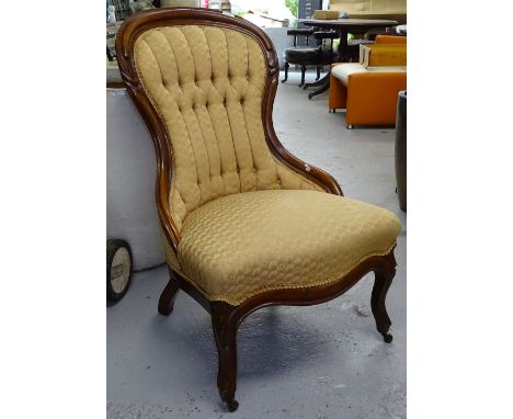 19th century mahogany-framed and button-back upholstered nursing chair 