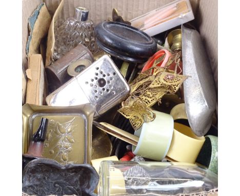 Compass, figures, moneybox, hand warmer etc 