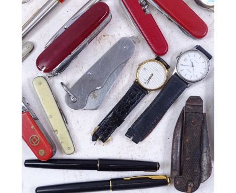 Various interesting collectables, including Parker 17 and 45 fountain pens, Tissot Seastar and Raymond Weil quartz wristwatch