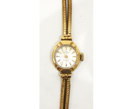 Lady's Rotary 9ct gold evening watch with bracelet, silvered dial 