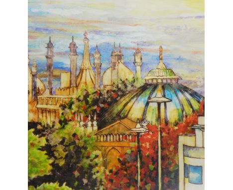 After Kathryn Pitt Limited edition colour print Skyscape with domes, signed in pencil and numbered 3/10, 26cm square and anot