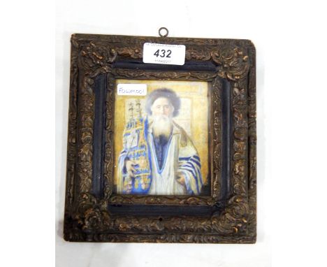 Gertrude Boyes Smith (early 20th century) Watercolour miniature on ivoryHalf-length portrait of a Rabbi after an original by 