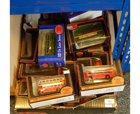 19 EFE diecast scale model vehicles in window boxes, buses and coaches 