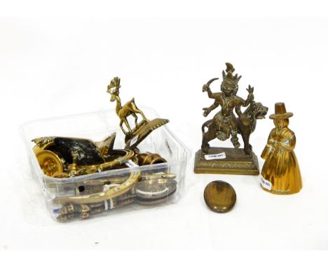 Quantity of copper and brassware including hunting horns, ladle, Eastern brassware, etc. (3 boxes) 