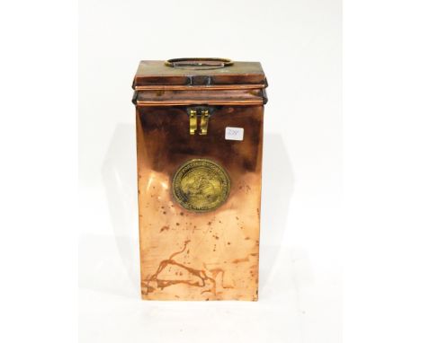 Quantity of collectables to include a brass and copper rectangular canister marked 'Schermulys Portable Rocket Apparatus, Lon