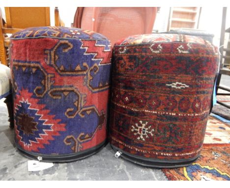 Two drum-shaped carpet-covered stools (2) 