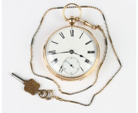 An 18ct gold cased keywind open-faced gentleman's pocket watch, the gilt jewelled fusee movement detailed 'Adam Burdess Coven