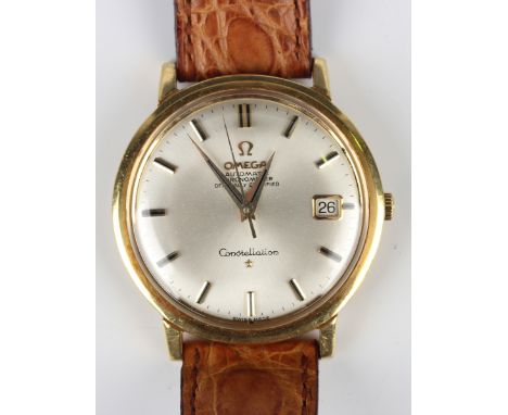 An Omega Automatic Chronometer Constellation 18ct gold circular cased gentleman's wristwatch, circa 1966, the signed jewelled