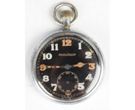 A silver cased keyless wind open-faced thirty minute recording centre stop seconds pocket watch with unsigned gilt jewelled m