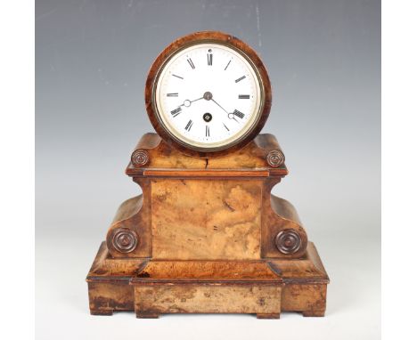 A 19th century French walnut cased mantel timepiece, the eight day movement with silk suspension, the backplate detailed 'R. 