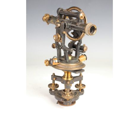 A late 19th/early 20th century oxidized and lacquered brass surveyor's theodolite, signed 'L. Tesdorpf Stuttgart' and numbere