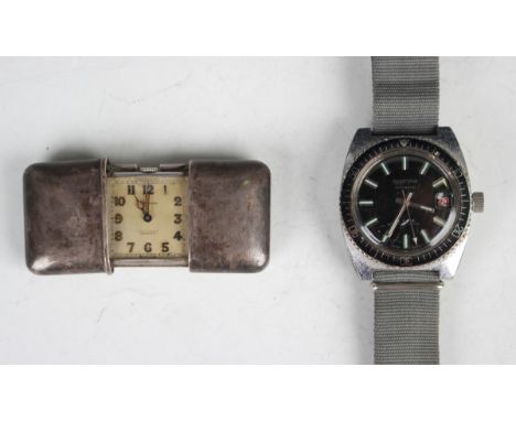 A Movado silver rectangular cased travelling purse watch, the dial signed 'Movado Chronometer Ermeto', import mark London 192