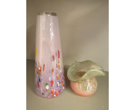 A Strathearn glass table lamp base, and a Vasart glass posy bowl