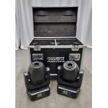 2x Prolights Moonstone LED spot moving head lights with flight case