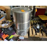 LOT - Qty. (12) 55 Gallon Stainless Drums and Qty. (5) 55 Gallon Plastic Drums