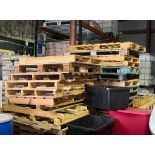 LOT - Assortment of Pallets, 60 in total mostly wood with some plastic mixed in