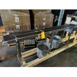9 Foot Long Conveyor Belt Mounted on a Wood Frame with Casters