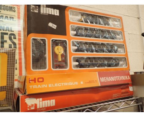 Boxed Lima HO scale InterCity train set boxed Lima HO scale 4506AF train set and boxed Mehanoteknika HO electric train set 