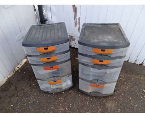 2 Sets of Keter storage drawers containing tools and hardware etc&nbsp;