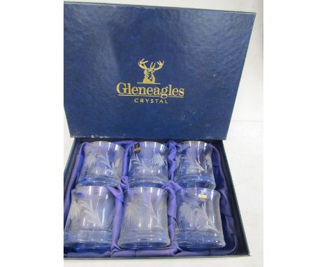 Gleneagles crystal etched scotch glasses set in box&nbsp;
