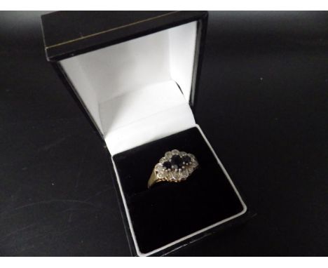 9ct gold hallmarked diamond and sapphire ring size Y total weight 3.09g