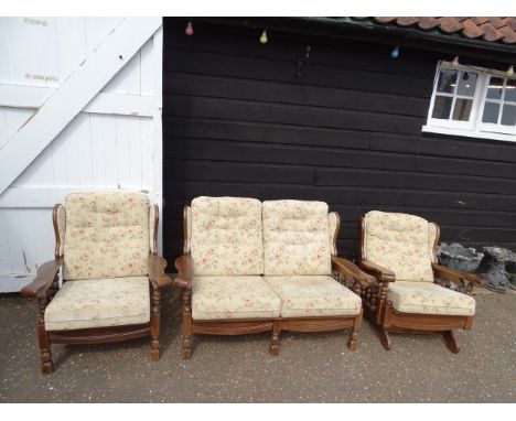 Wooden framed Universal 2 seater sofa, chair and rocking chair&nbsp;