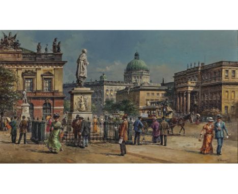 Detlef Nitschke1935 Berlin - active ibid.Berlin - Unter den LindenR. u. signiert. Rücks. auf dem Rahmen auf Etikett bezeichne