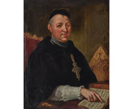Süddeutsch2. Hälfte 18. Jh. Bildnis eines Abts(wohl Joseph Maria von Langenmantel, 1710-1790). Öl auf Lwd. 93 x 74 cm. Rest. 