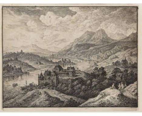 Christian Georg Schüz (Schütz) d. Ä.1718 Flörsheim - 1791 Frankfurt a. M.RheinlandschaftIm Hintergrund die Ansicht von Heidel
