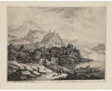 Christian Georg Schüz (Schütz) d. Ä.1718 Flörsheim - 1791 Frankfurt a. M.Rheinlandschaft mit weiter Ferne. 1783In der Platte 