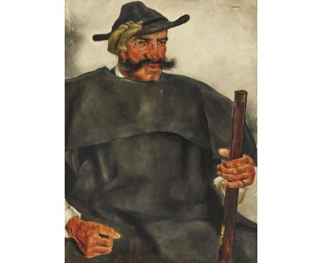 Paul Mathias Padua1903 Salzburg - 1981 Rottach-EgernBauerR. o. signiert und 1930 datiert. Öl auf Holz. 80 x 59 cm. Einschuble